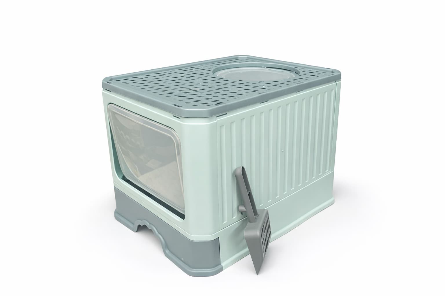 Caja de piedritas para gato con tapa anti-olor